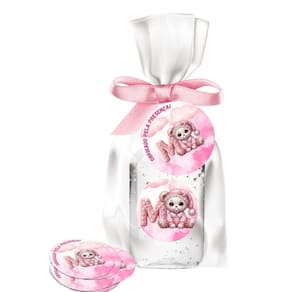 kit 25 Lembrancinhas Alcool Gel Ursinha Rosa Maternidade e Chá De Bebê