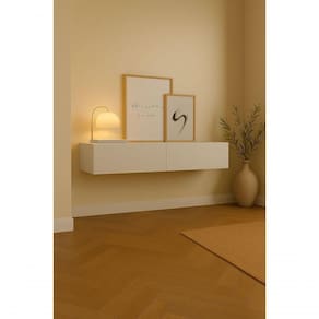 Aparador Bancada 110cm Suspenso 2 Gavetas Em Mdf Estilo Clássico Branco