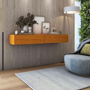 Aparador Buffet Suspenso 110cm Em Mdf Sala Hall De Entrada