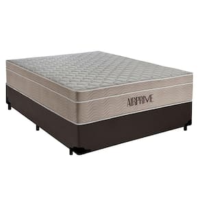 Cama Box Casal Sintético Cremil + Colchão Molas Ensacadas Airprime 138cm Marrom - Suporta Até 120kg Por Pessoa