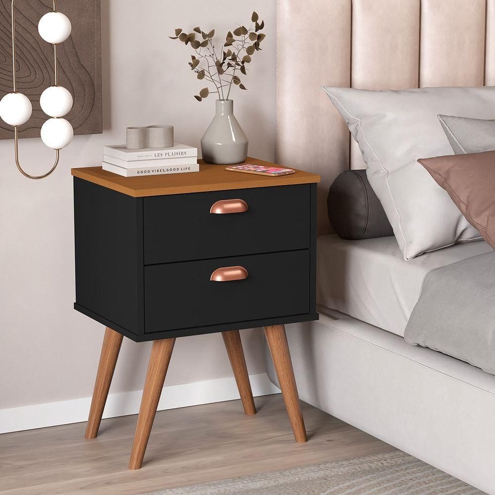Mesa Cabeceira Quarto Janus Preto Nature