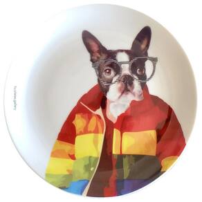 Prato De Porcelana Cachorro Boston Terrier Fashion - 19 Cmp