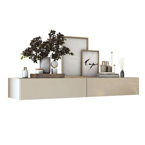 Aparador Buffet Suspenso 110cm Em Mdf Sala Hall De Entrada Off White