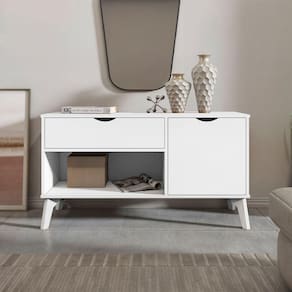 Rack Aparador Com Porta E Gaveta Premium London Branco