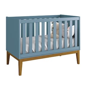 Berço Americano Classic New Azul Fosco com Madeira - Reller