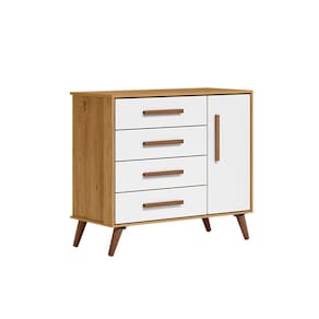 Cômoda Sapateira Retro Freijo com Branco - Qmovi