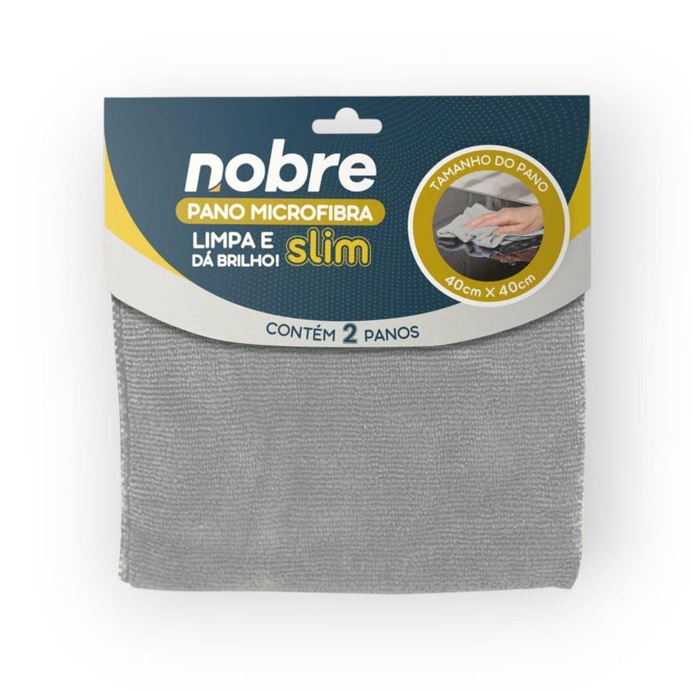 Pano De Microfibra 40X40Cm Pct Com 2 Un Cinza Slim - Nobre