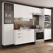 Armário de Cozinha Completa c Balcão Miami City Carraro Branco