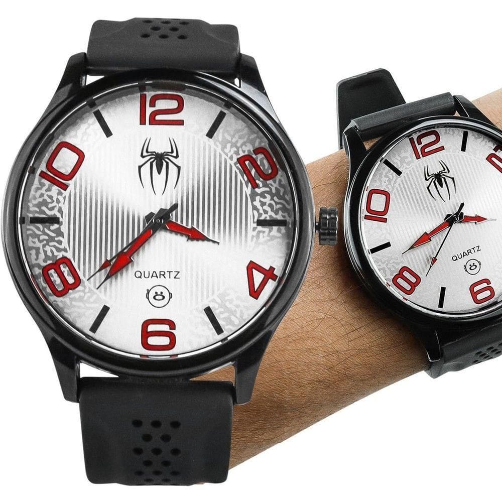Aço Silicone Relogio Masculino Homem Aranha Preto Infantil Ajustavel Qualidade Premium Heroi Menino