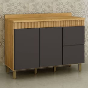 Balcão de Cozinha Dakota 120 Cm 3 Portas 1 Gaveta Cinamomo/Grafite - Valdemoveis