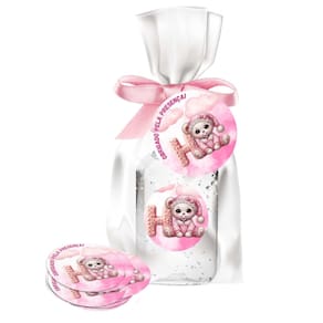 25 Lembrancinhas Alcool Gel Ursinha Rosa Alfabeto Letra H