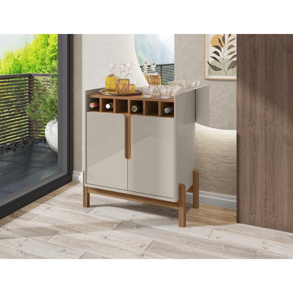 Adega Bar Luna 2 Portas Off White/Cedro