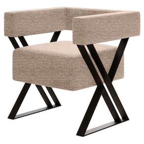 Poltrona Decorativa Pes Metal Mirela Linho Bege Milani Store Bege