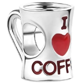 Berloque Pulseira Prata 925 Legítima Caneca I Love Coffe