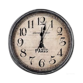 Relógio De Parede Vintage Estilo Madeira Paris Torre Eiffel 33cm Analógico Para Escritório, Sala E Cozinha