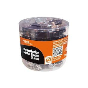 Prendedor Metal Binder 15Mm Preto Escritório 60Un