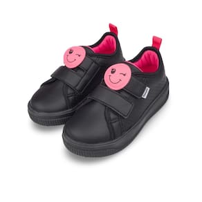 Tênis Infantil Feminino Pampili Up Patch Carinha Preto e Pink Neon