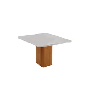 Mesa de Sala Jantar Maldivas c/ Tampo Madeirado c/ Vidro Canto Curvo 90X90cm Flex Naturale/Naturale ou Off White - Rufato
