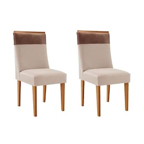 Cadeira Sala de Jantar Jaspe Kit 2 Un Naturalle/Suede Creme/ano Capuccino - Rufato