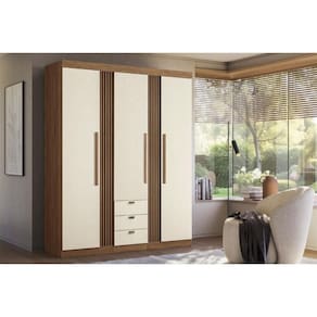 Guarda Roupa Casal 4 Portas e 4 Gavetas Aurora 4.4 Jatoba/Areia - Santos Andirá
