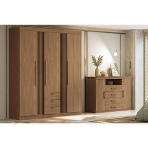 Guarda Roupa Casal 4 Portas e 4 Gavetas Aurora 4.4 Jatobá - Santos Andirá
