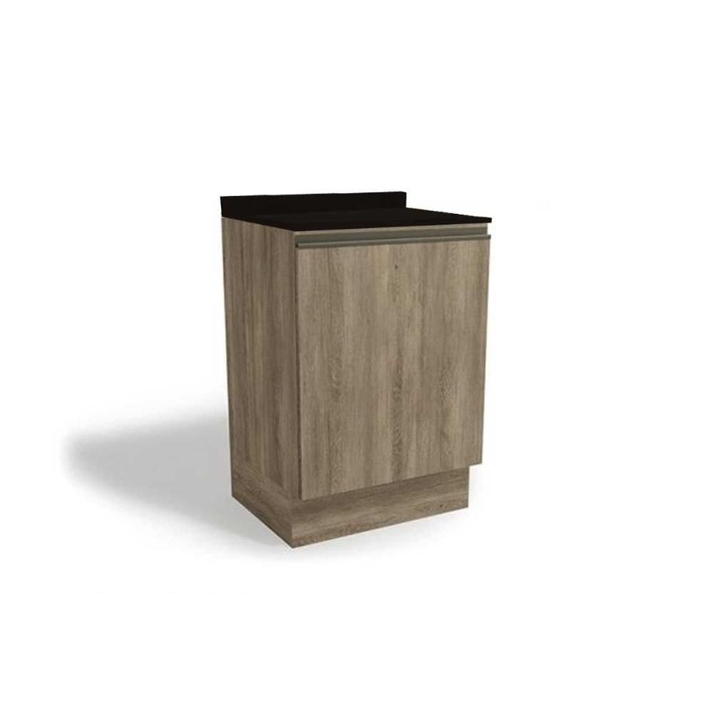 Balcão de Cozinha c/ Tampo Maxxi G742 c/ 1 Porta 60cm Nogal/Preto - Kappesberg