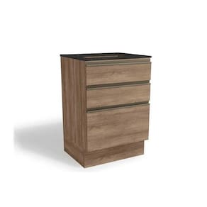 Balcão de Cozinha c/ Tampo p/ Cooktop Maxxi G743 c/ 3 Gavetas 60cm Nogal/Preto Brilho - Kappesberg