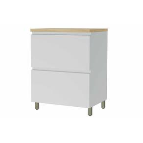 Balcão de Cozinha Rainha c/ 1 Porta e 1 Gaveta c/ Tampo 70cm Branca/Nature - Nesher