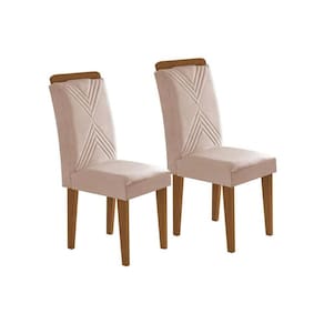 Cadeira Sala de Jantar Amsterdã Kit 2 Un Madeira Capuccino/Suede Creme - Rufato