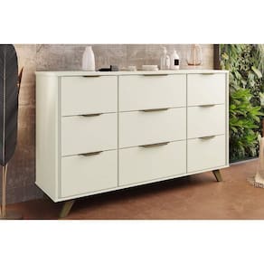Cômoda de Quarto Olimpia c/ 9 Gavetas e Pés Off White - Europa