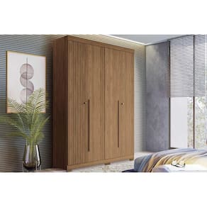 Guarda Roupa Solteiro 4 Portas (2 Ripadas) e 2 Gavetas c/ Pés Buriti Jatobá - Santos Andirá