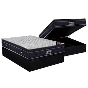 Conjunto Box Baú Casal: Colchão Molas Ortobom Nanolastic Airtech Progressive + Base CRC Suede Black (138x188)
