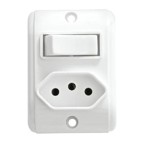 Interruptor Simples 10A + Tomada 2P+T 20A 250V Branco Pezzi