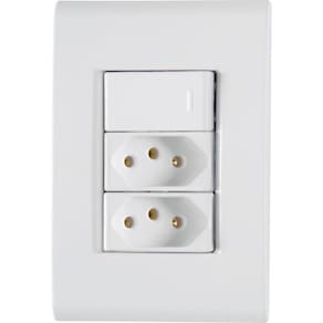 Conjunto 1 Interruptor Simples + 2 Tomada 10A Tramontina Liz