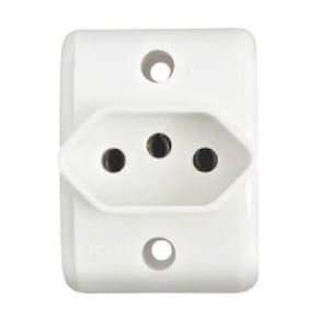 Tomada Sobrepor Retangular Simples 2P+T 20A Branco Pezzi