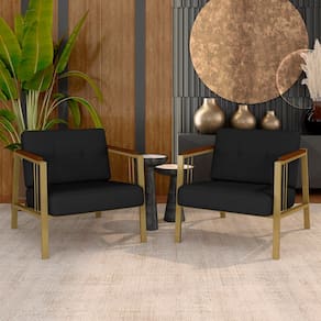 Kit 02 Poltronas Estofadas Pomezia Industrial Dourado/sd Preto - M.a