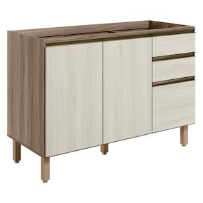 Balcao Para Pia 2P 3G 120cm MDF Kali 16417 Carvalho Toq Bianco Toq Nicioli