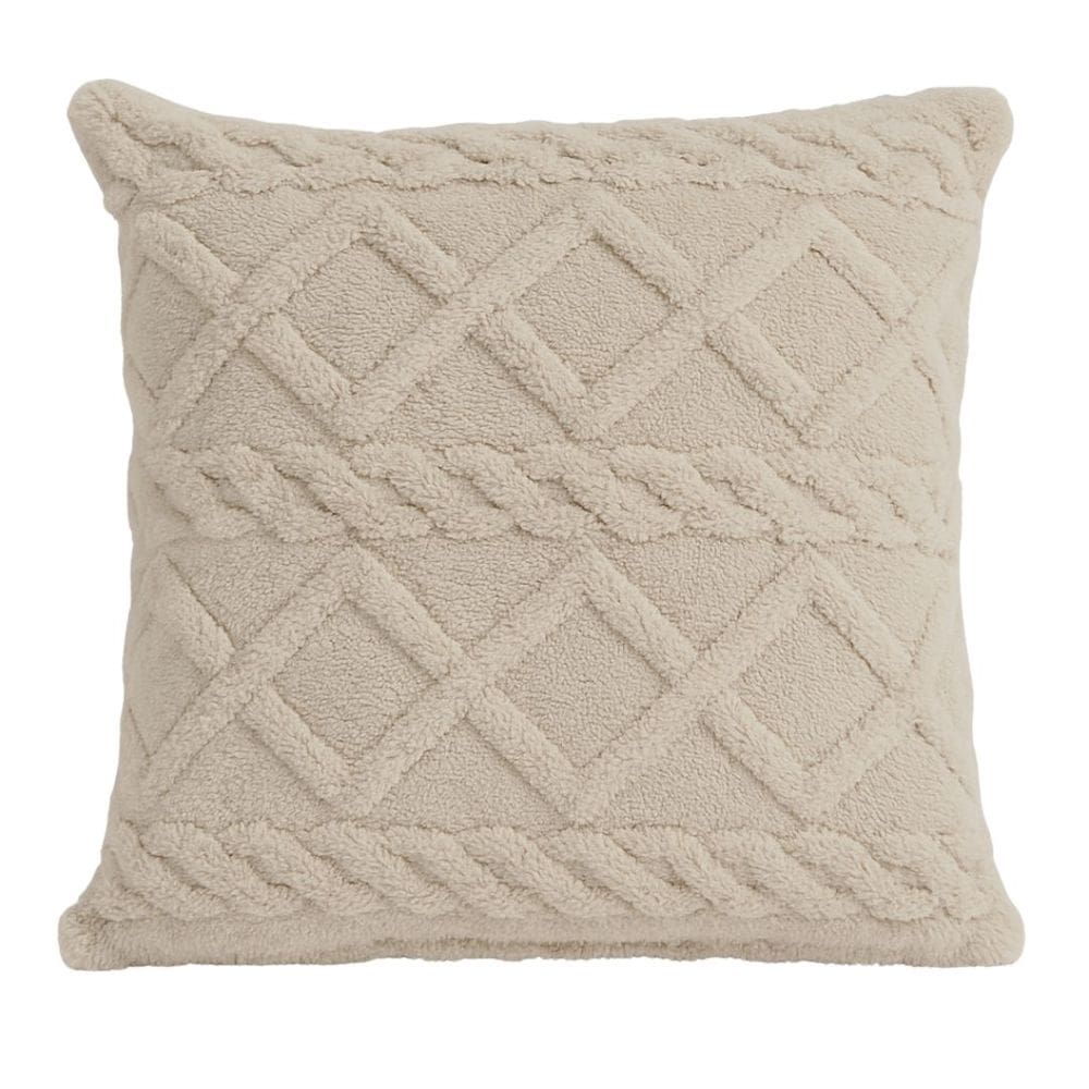 Almofada Decorativa Cheia Winter Felpudo Bege Com Enchimento 42x42cm - Jolitex