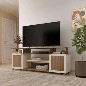 Rack para TV até 75 Polegadas 180cm com Rodízios 2 Portas Multimóveis CR45322