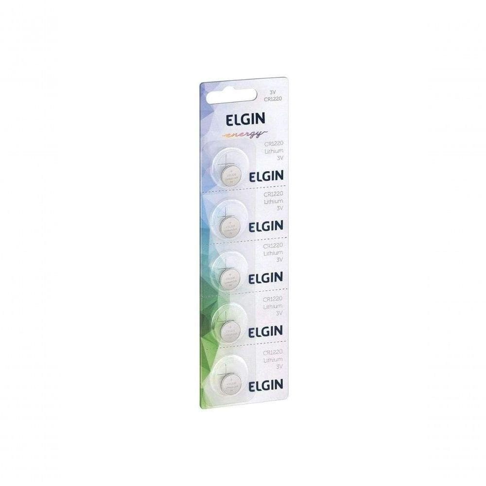Bateria Botao De Litio Elgin Cr1220 Carte Com 5 Unds.