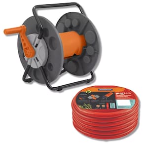 Kit Mangueira Antitorção De Jardim 1/2 25m Com Suporte Enrolador Fixo Tramontina