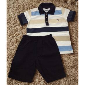 Conjunto polo infantil masc Noruega Marinho com listras