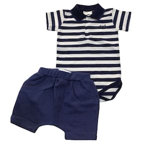 Conjunto bebê masc Noruega Marinho e Branco listrado
