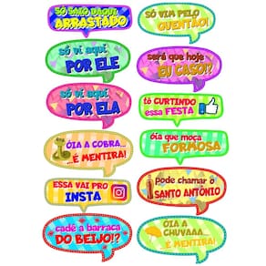Kit 12 Plaquinhas Festa Junina para Decoração com Palitos