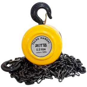Talha Manual 0.5 Tonelada 500 kg com Corrente 3 Metros Elevação Rotta 376 10633