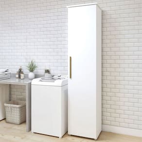 Armário Multiuso Florianópolis 1 Porta 4 Prateleiras Branco - Kaiki Móveis