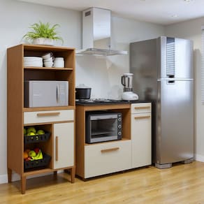 Cozinha Compacta Contagem 3 Portas 2 Gavetas Natural - Kaiki Móveis