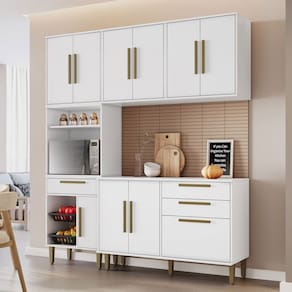 Cozinha Compacta Lorena 10 Portas 2 Gavetas com Fruteira Branco - Kaiki Móveis