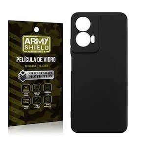 Capa Preta Para Moto G55 + Película de Vidro 3D - Armyshield