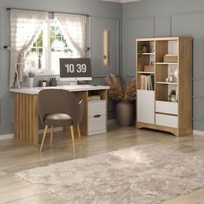 Conjunto Escritório: Escrivaninha 6269 + Estante 6258